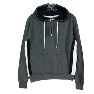 Nwt LIQUID ENERGY Hoodie S Grey Charcoal Stripe White&Black Drawstring Pockets